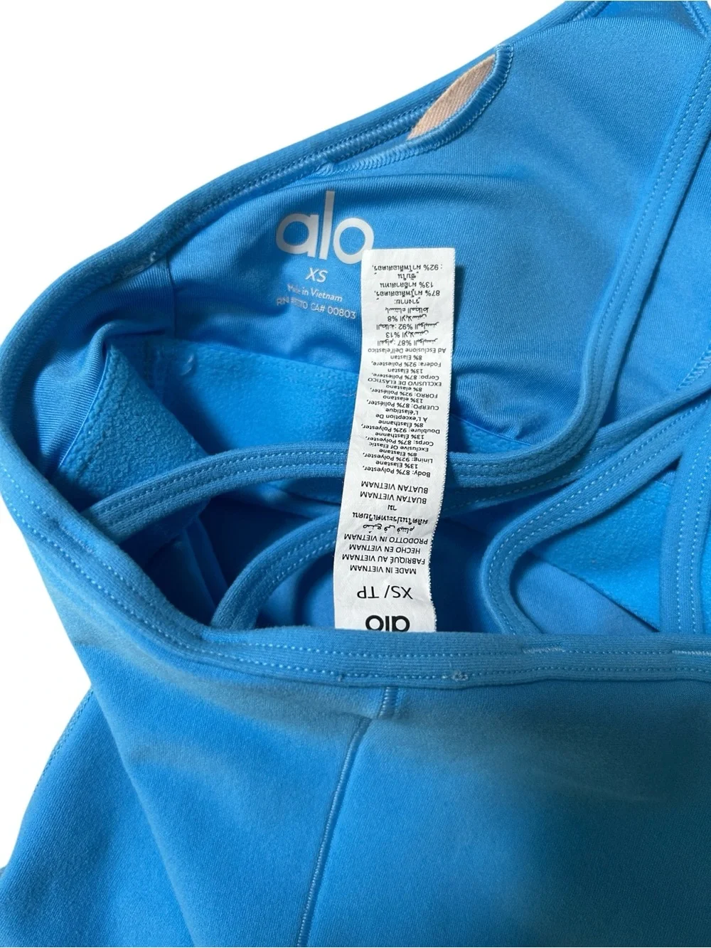 ALO Alosoft Suns Out Onesie Blue Biker Short Active Romper Size XS